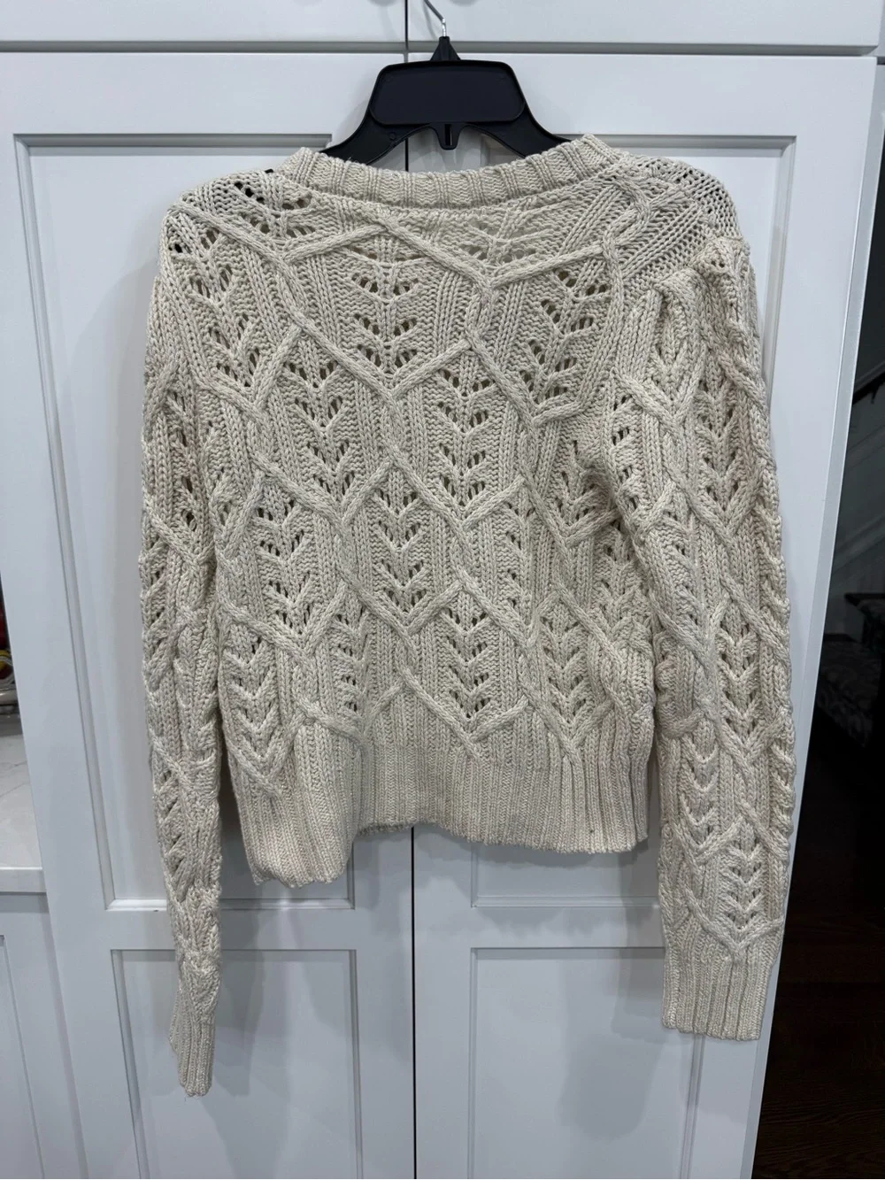 Lucky Brand NEW Size L Puff Sleeve Shine Cardigan Color Whisper White MSRP $99
